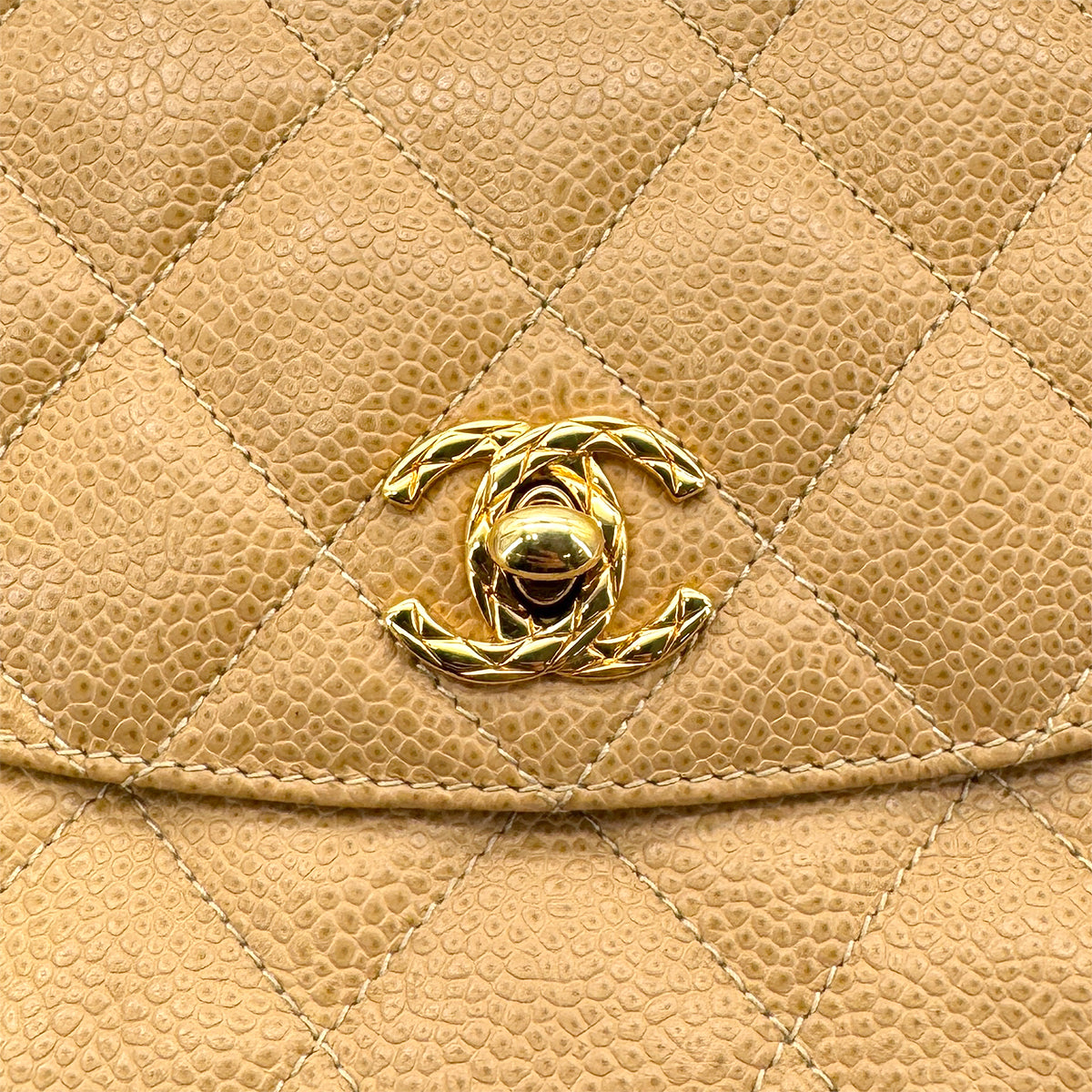 CHANEL VINTAGE BIJOU CHAIN SHOULDER BAG BEIGE CAVIAR SKIN 90198105 - PURPOSE