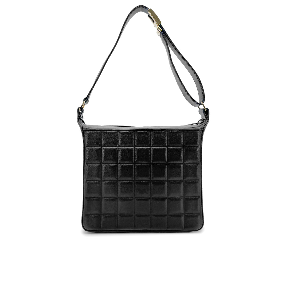 CHANEL VINTAGE CHOCOLATE BAR SHOULDER BAG BLACK LAMB SKIN 90199528