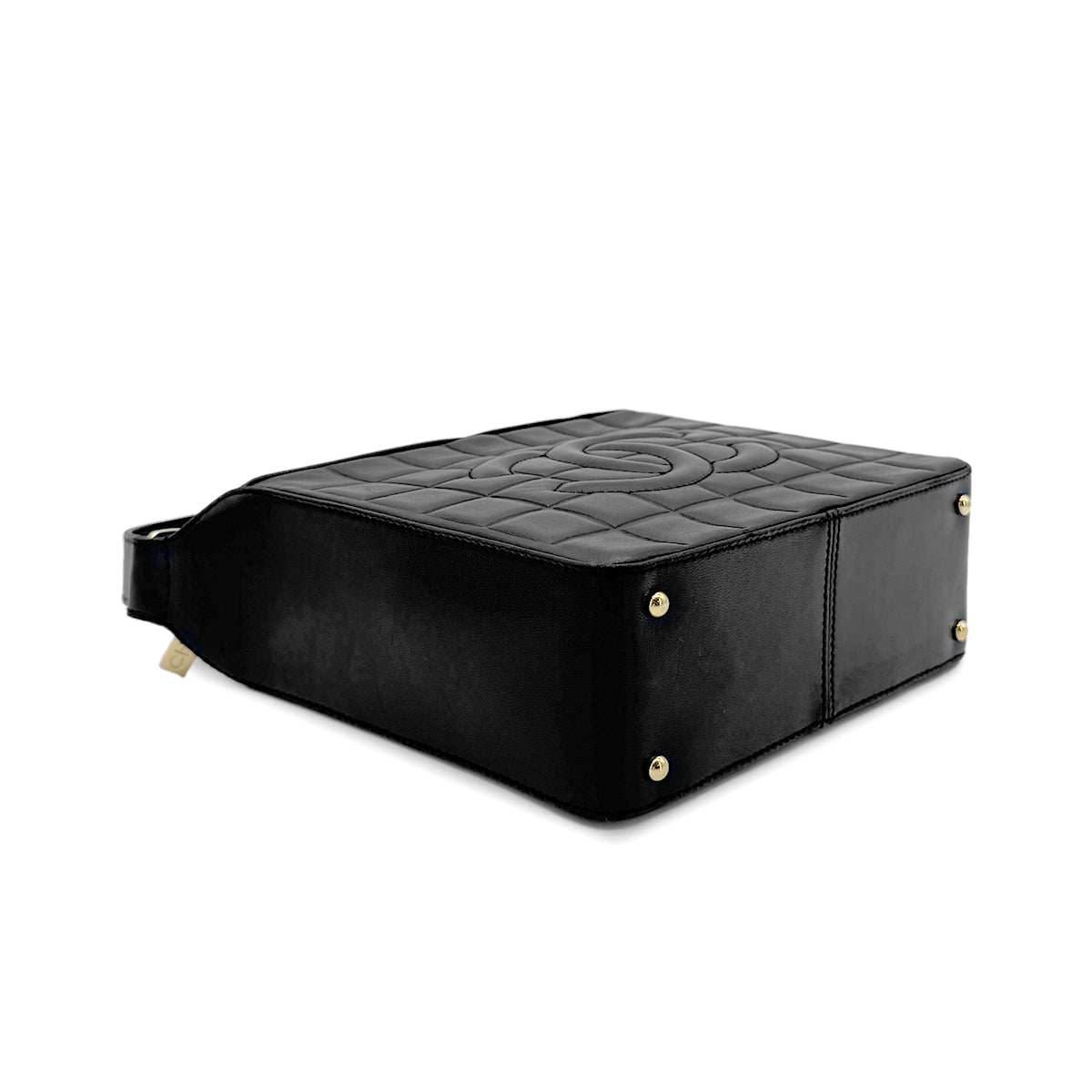 CHANEL VINTAGE CHOCOLATE BAR SHOULDER BAG BLACK LAMB SKIN 90199528