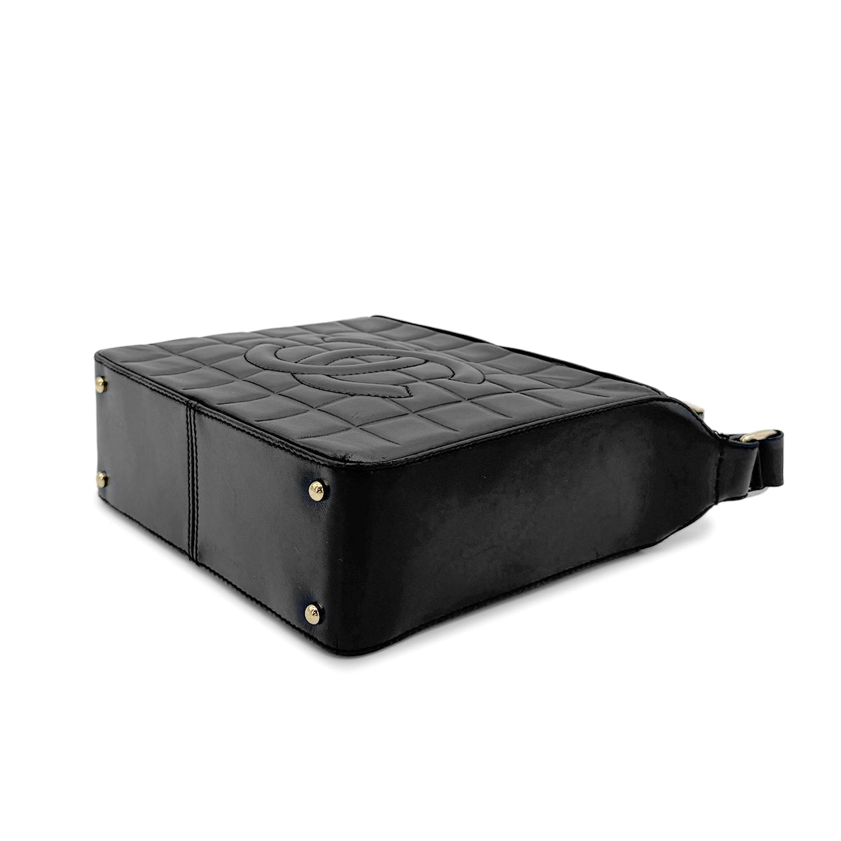 CHANEL VINTAGE CHOCOLATE BAR SHOULDER BAG BLACK LAMB SKIN 90199528