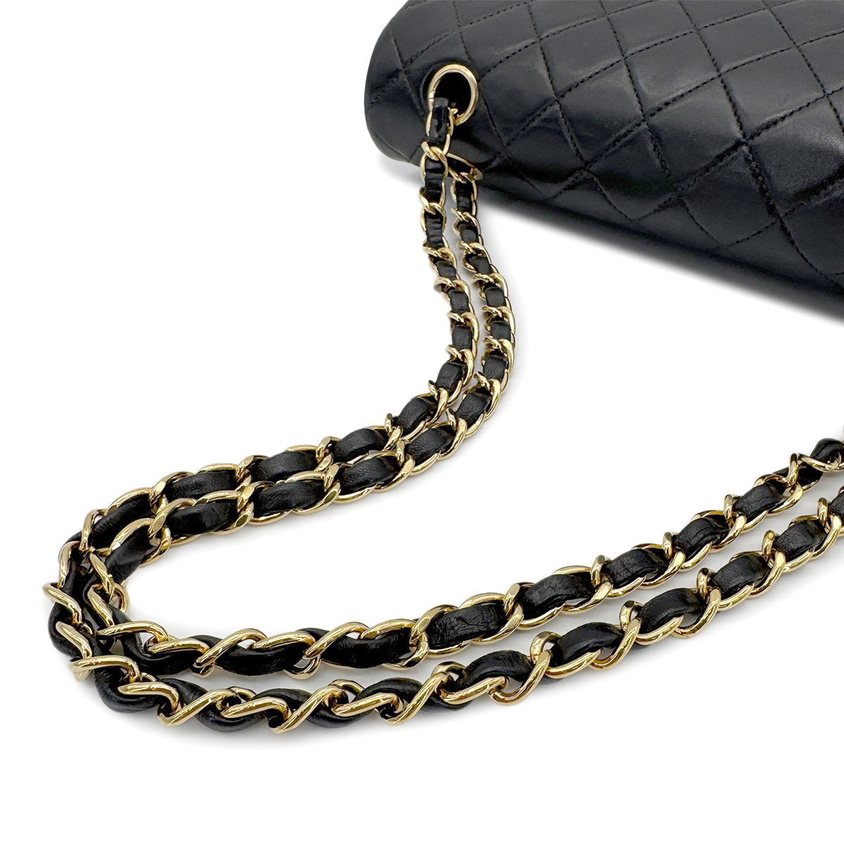 CHANEL VINTAGE CLASSIC FLAP MEDIUM CHAIN SHOULDER BAG BLACK LAMB SKIN 90202080