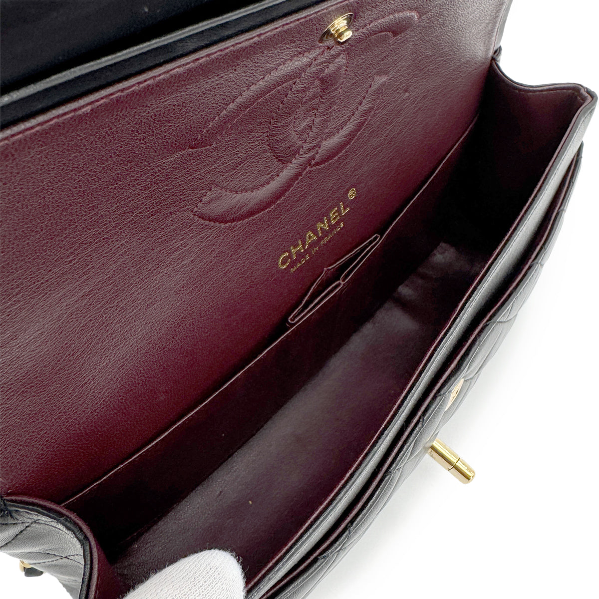 CHANEL VINTAGE CLASSIC FLAP MEDIUM CHAIN SHOULDER BAG BLACK LAMB SKIN 90202080