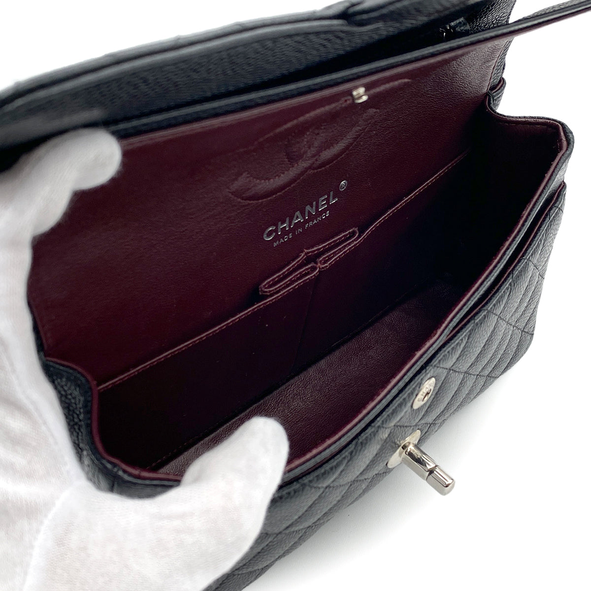 CHANEL CLASSIC FLAP SMALL CHAIN SHOULDER BAG BLACK CAVIAR SKIN SHW 90202733