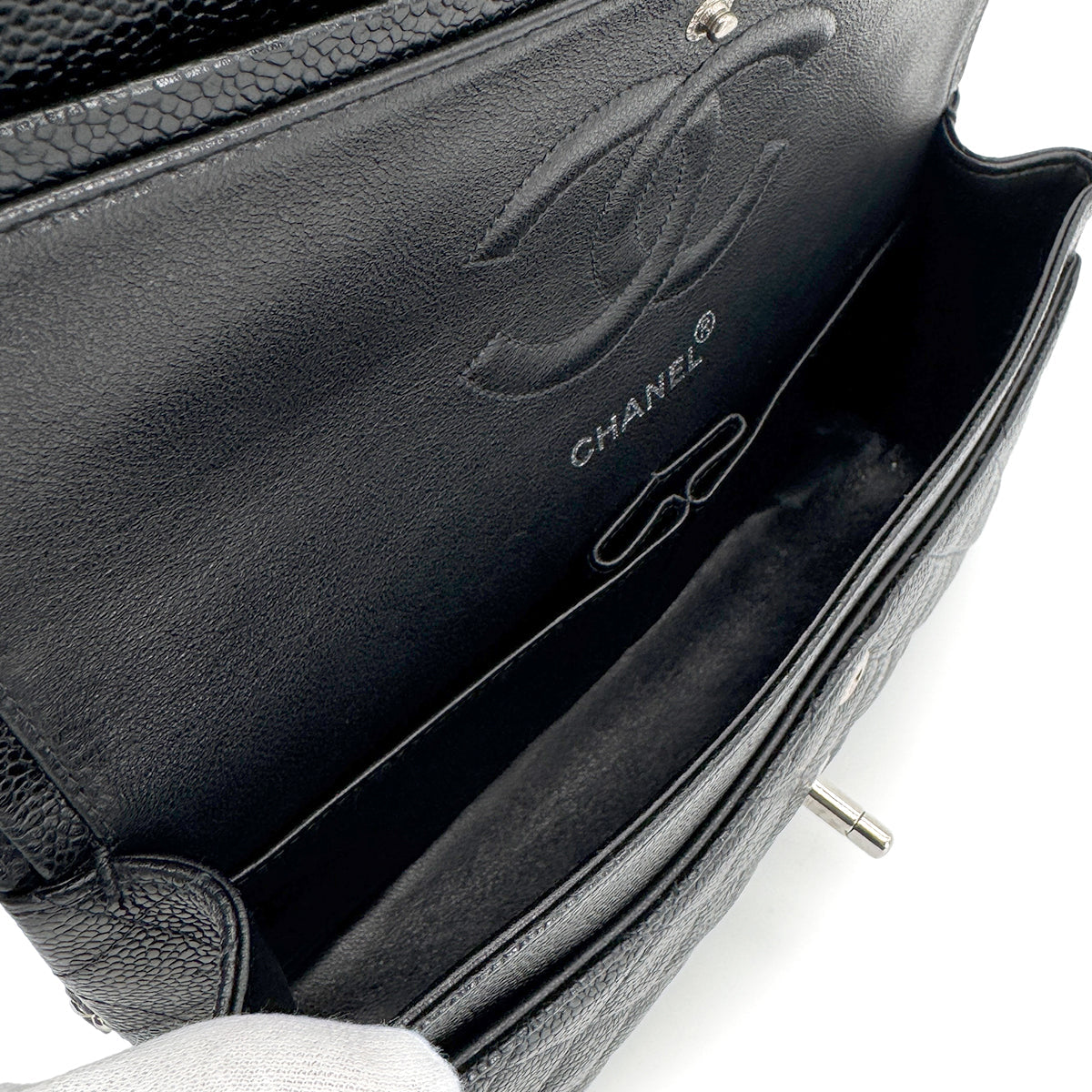 CHANEL VINTAGE CLASSIC FLAP MEDIUM CHAIN SHOULDER BAG BLACK CAVIAR SKIN SHW 90207860