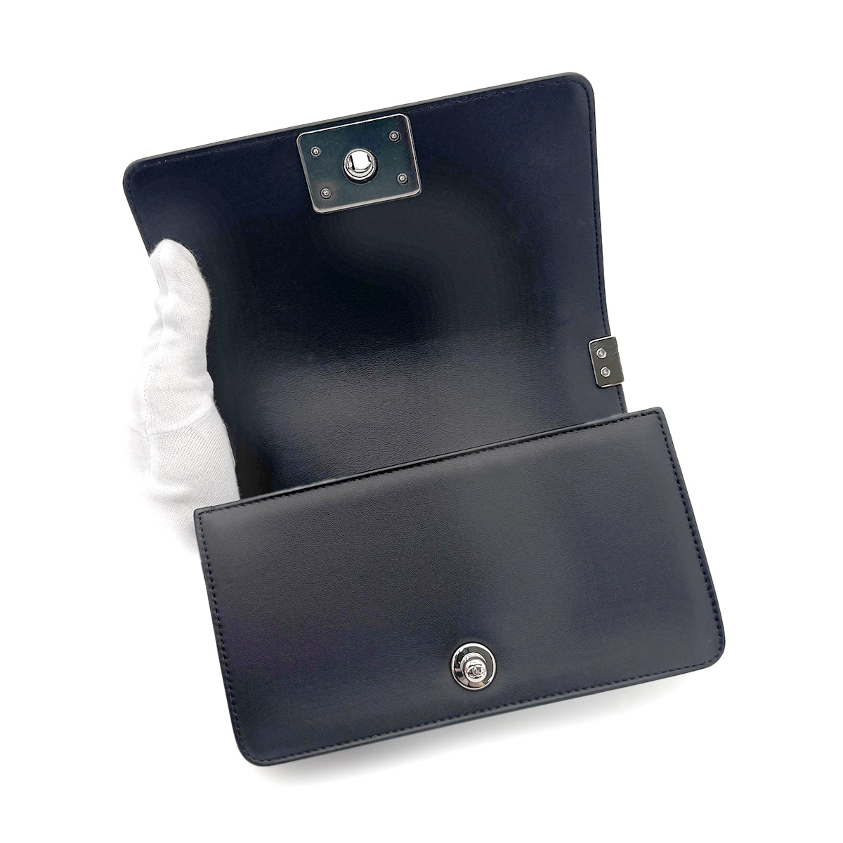 CHANEL PEARL BOYCHANEL SMALL CHAIN SHOULDER BAG BLACK LEATHER 90208965