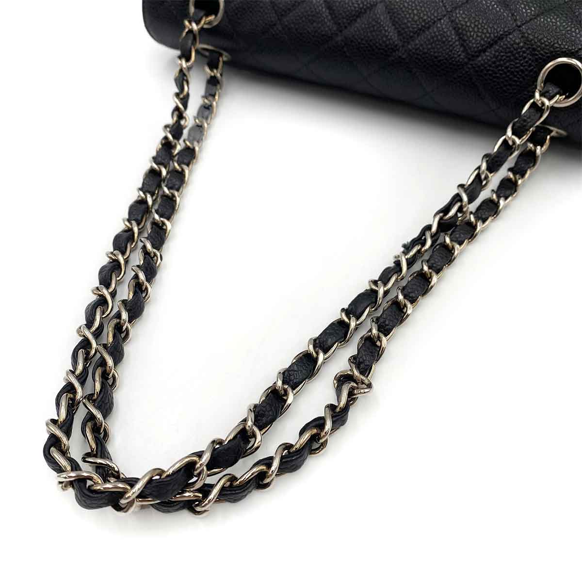 CHANEL VINTAGE CLASSIC FLAP MEDIUM CHAIN SHOULDER BAG BLACK CAVIAR SKIN SHW 90212711