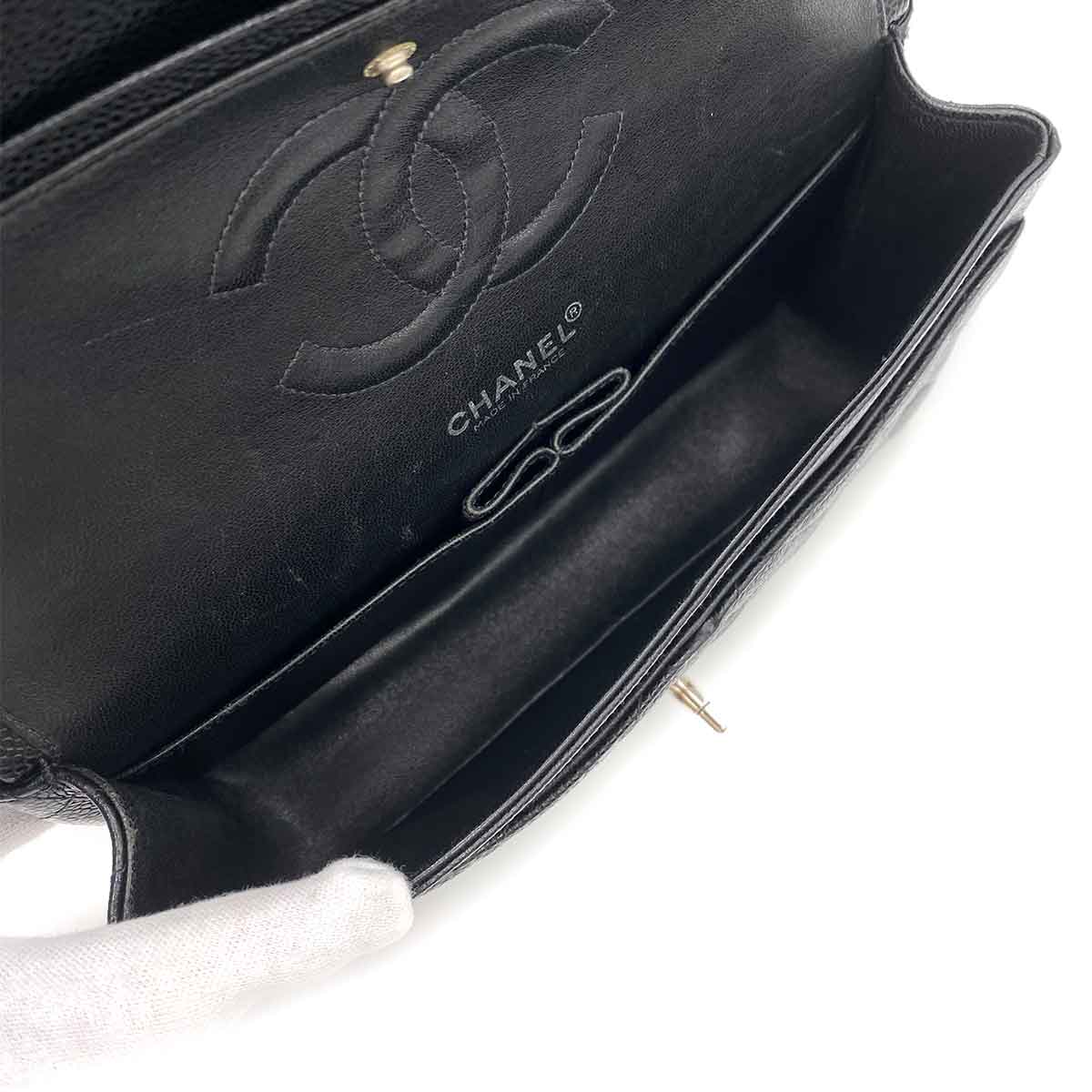 CHANEL VINTAGE CLASSIC FLAP MEDIUM CHAIN SHOULDER BAG BLACK CAVIAR SKIN SHW 90212711