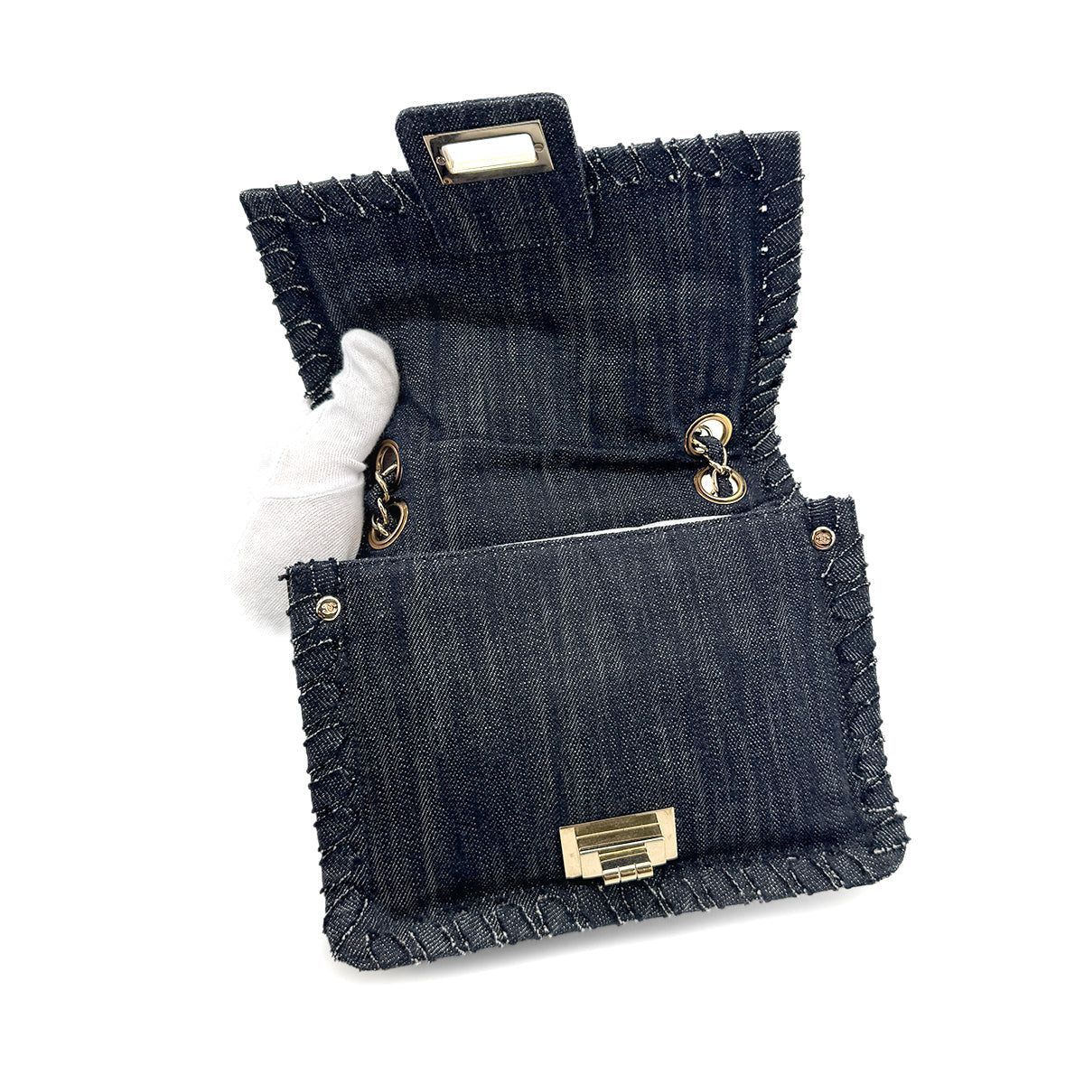 CHANEL VINTAGE 2.55 NIGHT FLIGHT CHAIN SHOULDER BAG DENIM 90214964