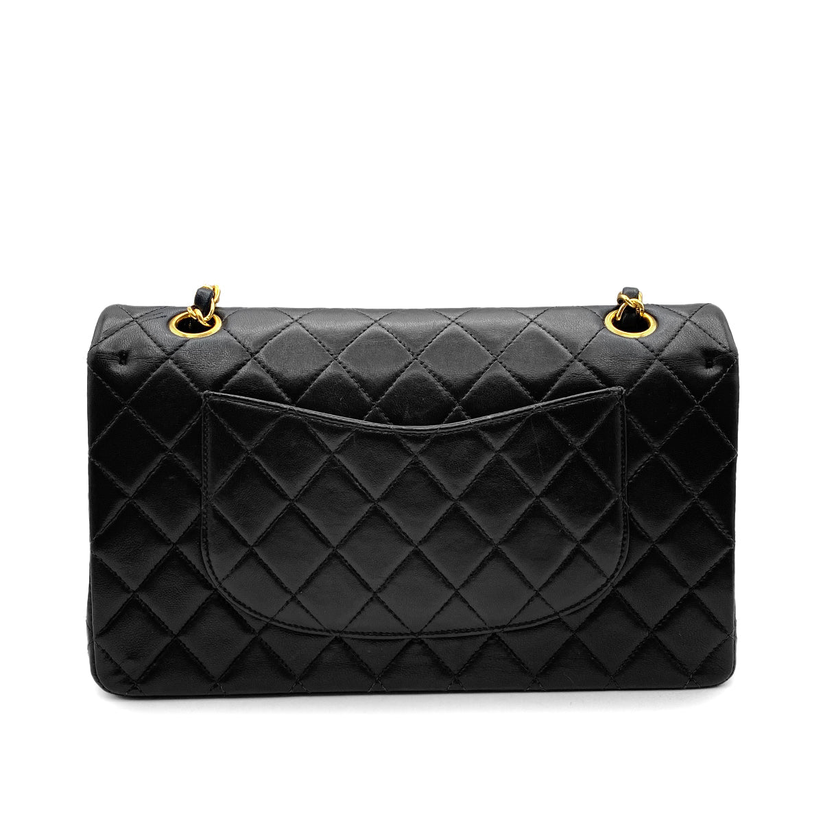 CHANEL VINTAGE CLASSIC FLAP MEDIUM CHAIN SHOULDER BAG BLACK LAMB SKIN 90215287