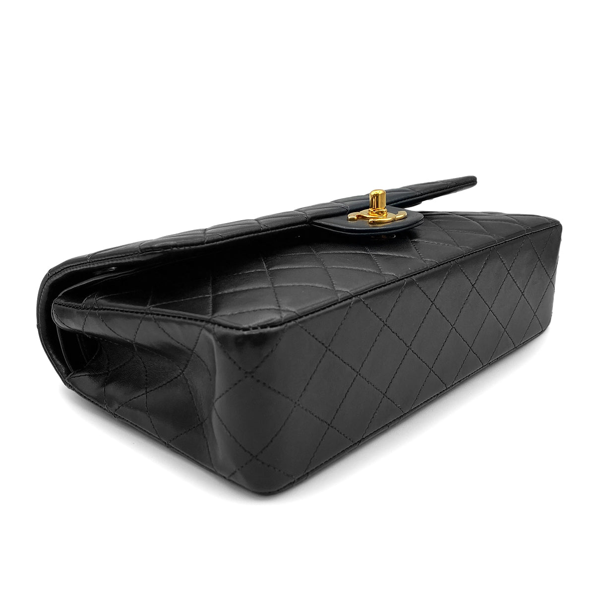 CHANEL VINTAGE CLASSIC FLAP MEDIUM CHAIN SHOULDER BAG BLACK LAMB SKIN 90215287