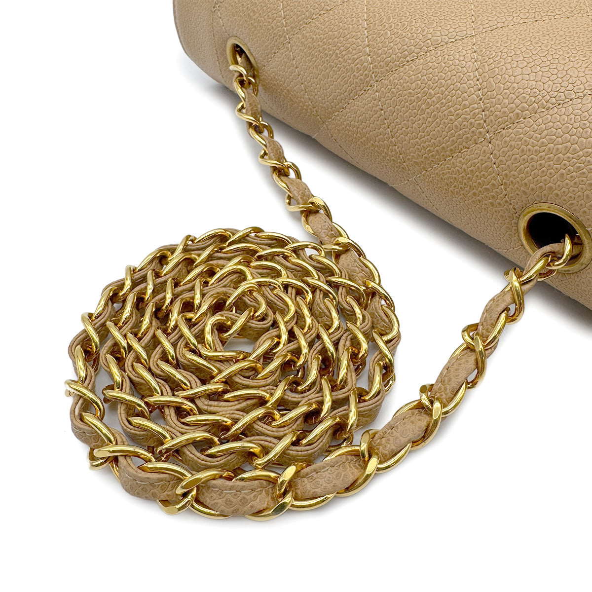 CHANEL VINTAGE DIANA SMALL CHAIN SHOULDER BAG BEIGE CAIVAR SKIN 90223306 - PURPOSE