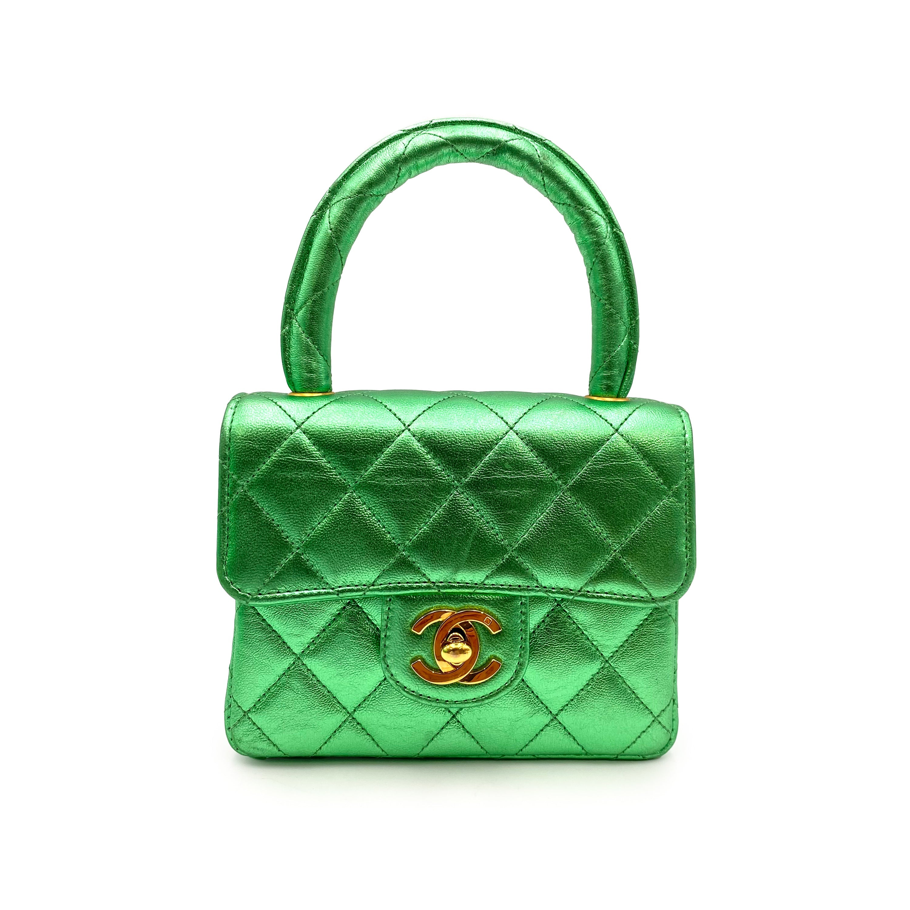 CHANEL VINTAGE PARENT-CHILD BAG METALLIC GREEN LAMB SKIN 90228454 - PURPOSE
