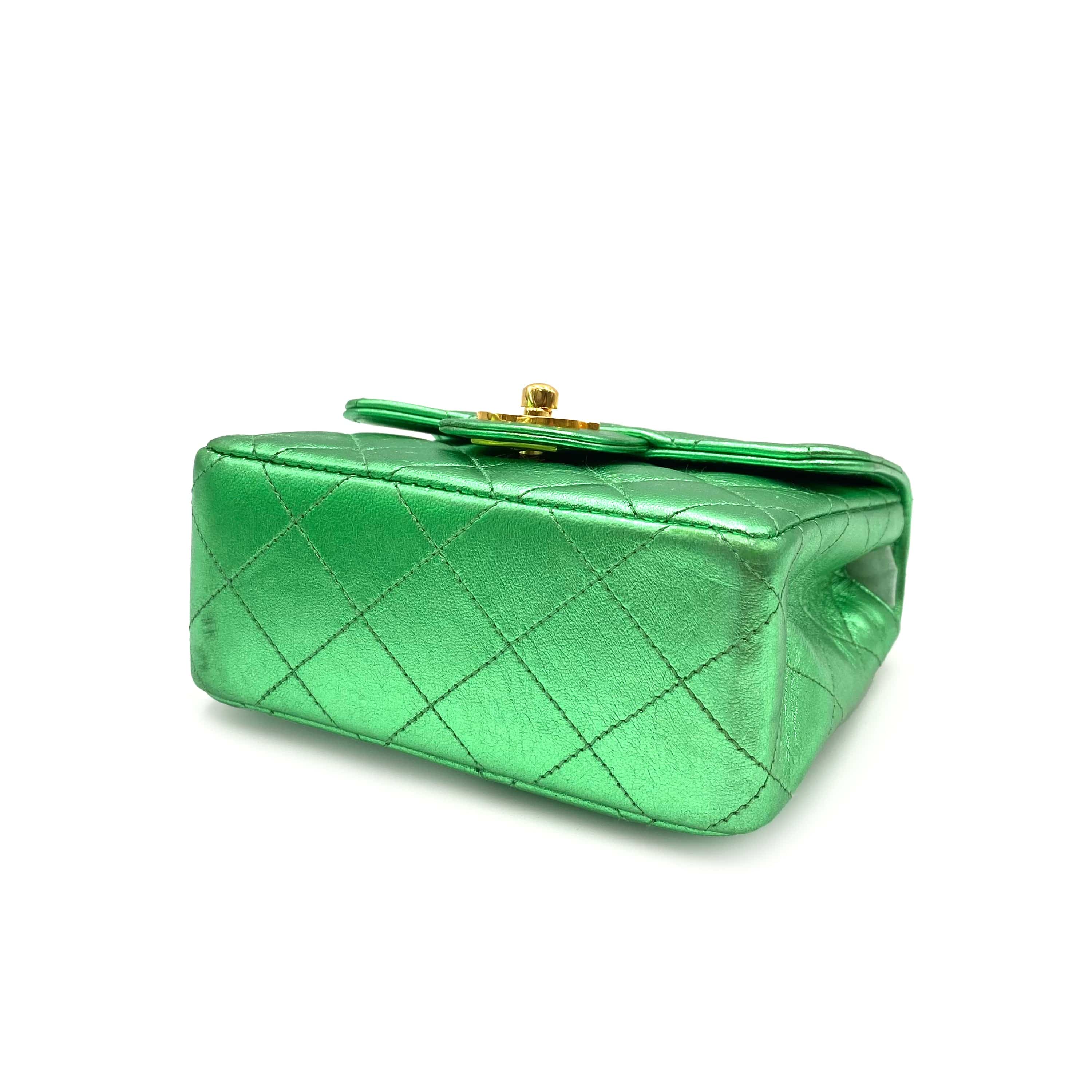CHANEL VINTAGE PARENT-CHILD BAG METALLIC GREEN LAMB SKIN 90228454 - PURPOSE