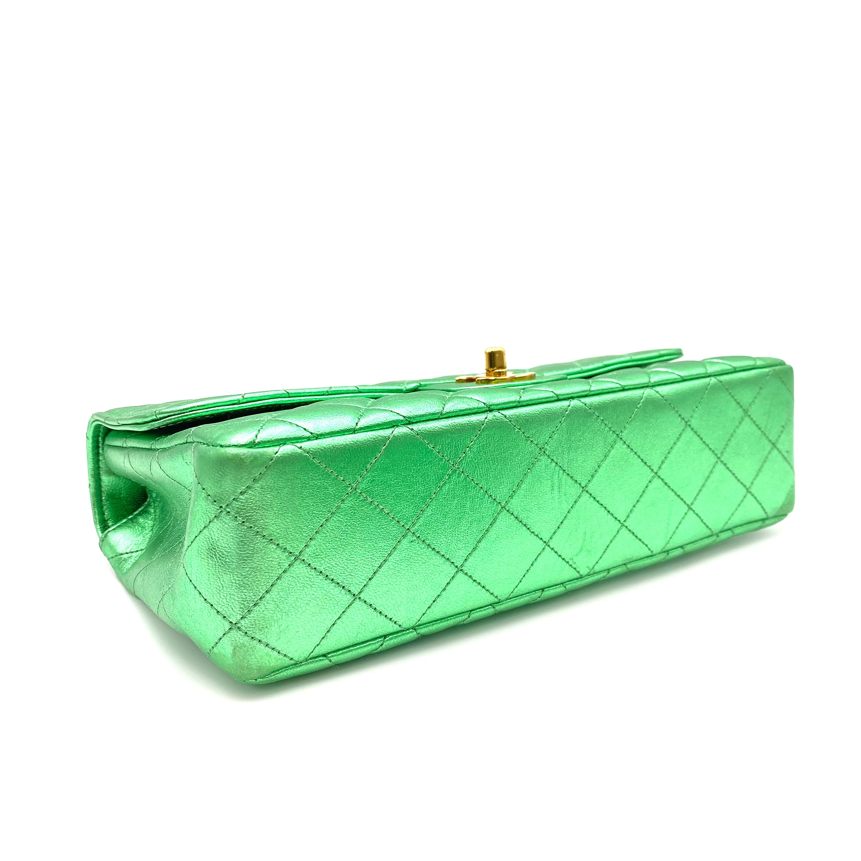CHANEL VINTAGE PARENT-CHILD BAG METALLIC GREEN LAMB SKIN 90228454 - PURPOSE