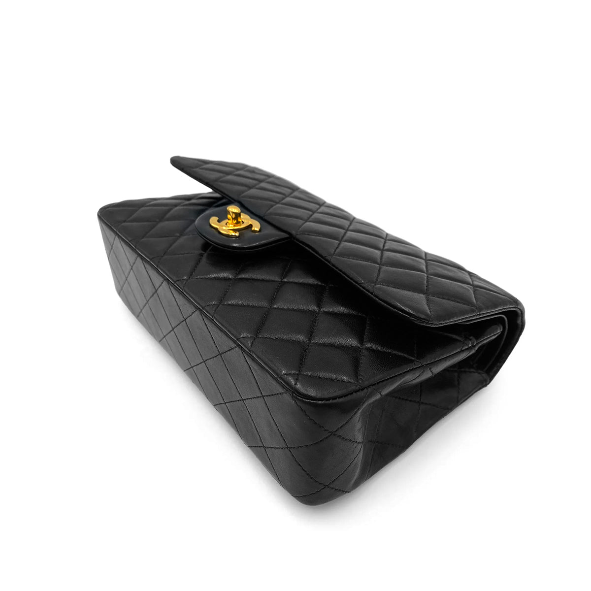 CHANEL VINTAGE CLASSIC FLAP MEDIUM CHAIN SHOULDER BAG BLACK LAMB SKIN 90236750