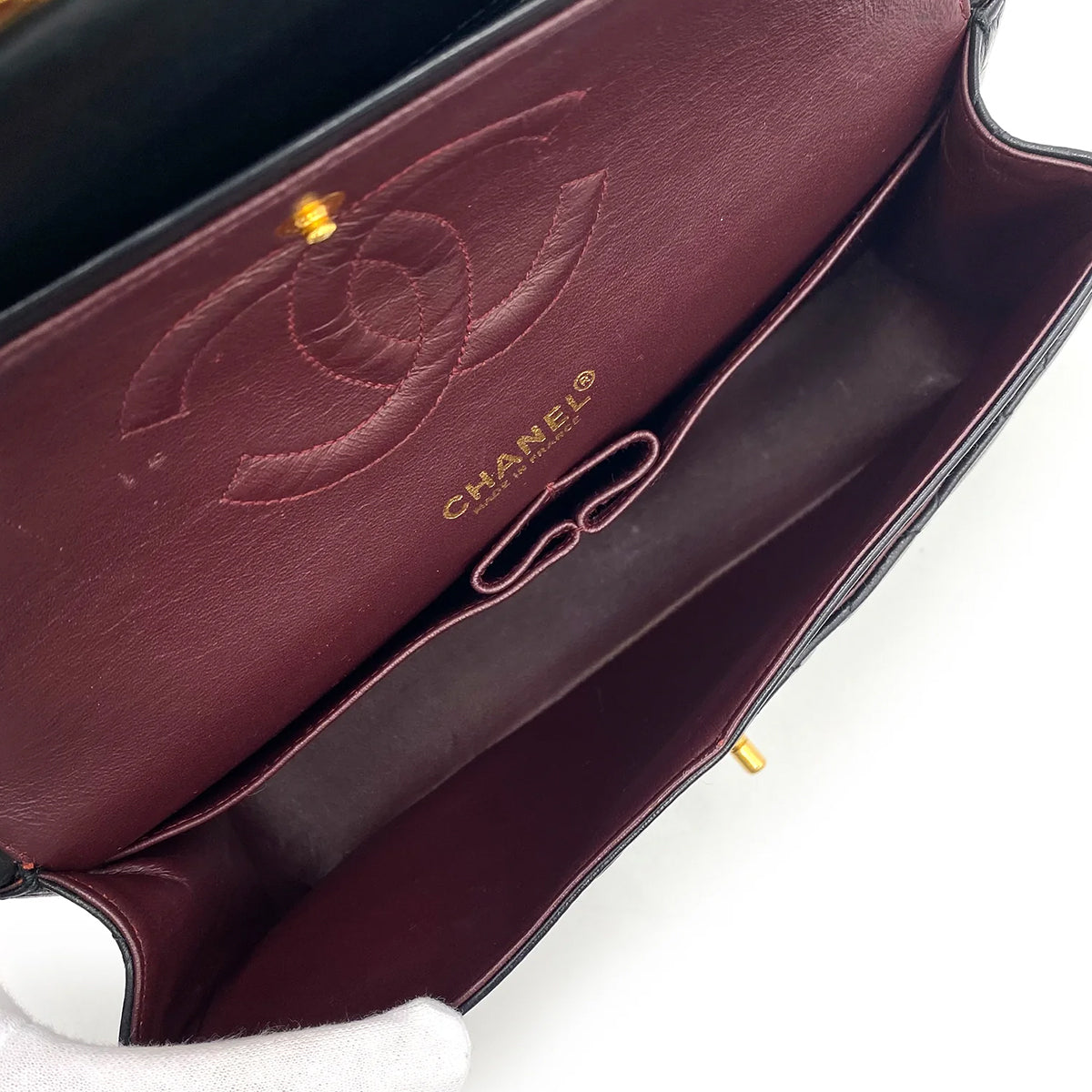 CHANEL VINTAGE CLASSIC FLAP MEDIUM CHAIN SHOULDER BAG BLACK LAMB SKIN 90236750