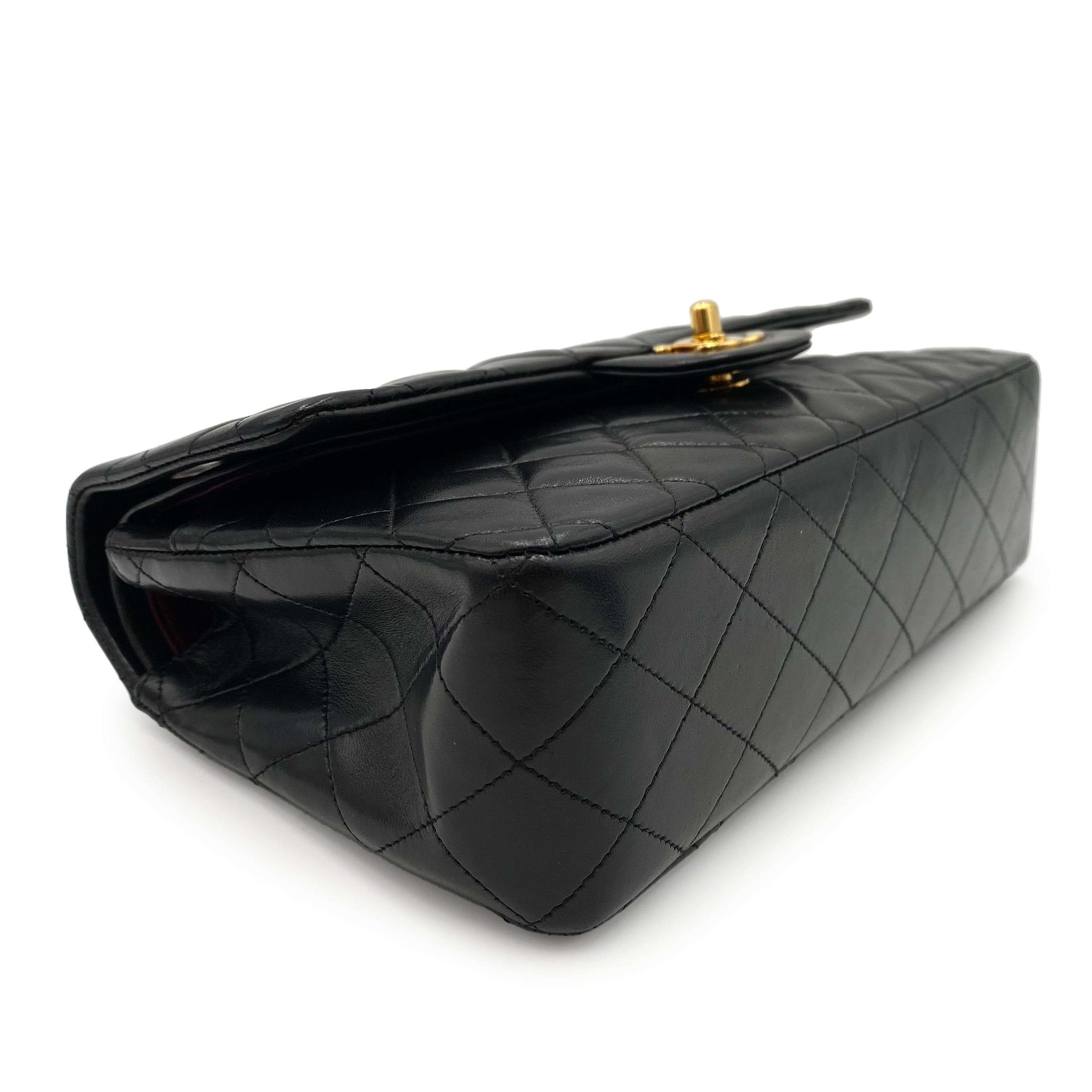 CHANEL VINTAGE CLASSIC FLAP MEDIUM CHAIN SHOULDER BAG BLACK LAMB SKIN 90239093