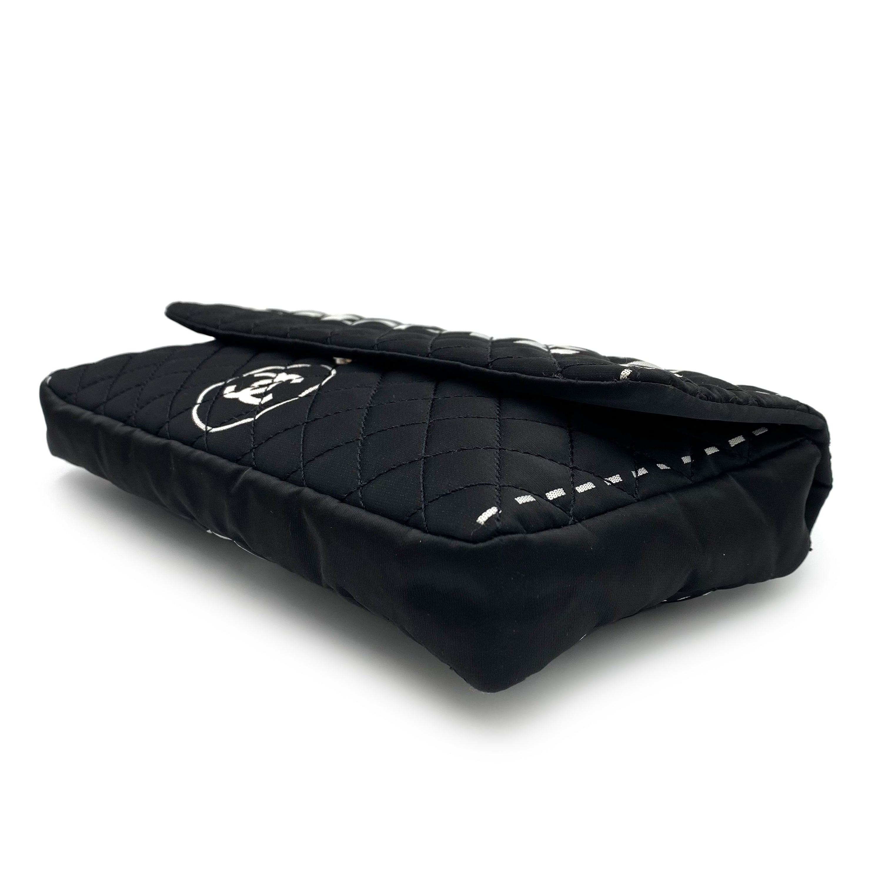 CHANEL VINTAGE CHAIN SHOULDER BAG BLACK SATIN 90239118