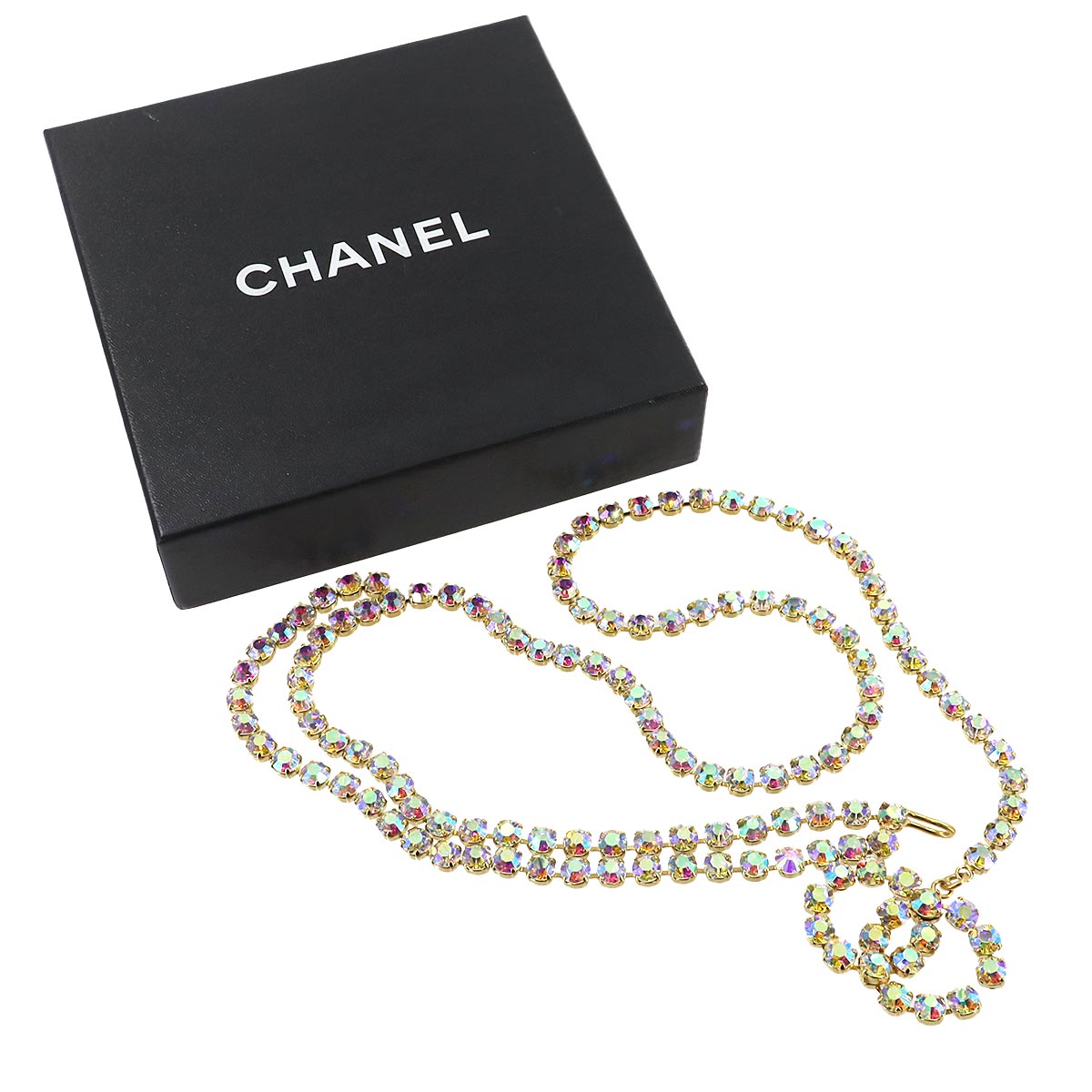 CHANEL Coco Mark Rhinestone Chain Belt Gold Aurora 95P Vintage Accessories Chain Belt CHANEL 90240372