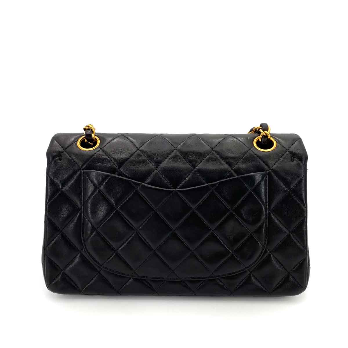 CHANEL VINTAGE CLASSIC FLAP SMALL CHAIN SHOULDER BAG BLACK LAMB SKIN 90241705