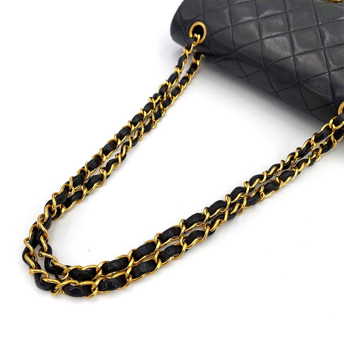 CHANEL VINTAGE CLASSIC FLAP SMALL CHAIN SHOULDER BAG BLACK LAMB SKIN 90241705