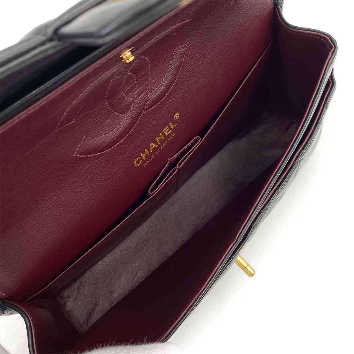 CHANEL VINTAGE CLASSIC FLAP MEDIUM CHAIN SHOULDER BAG BLACK LAMB SKIN 90241710