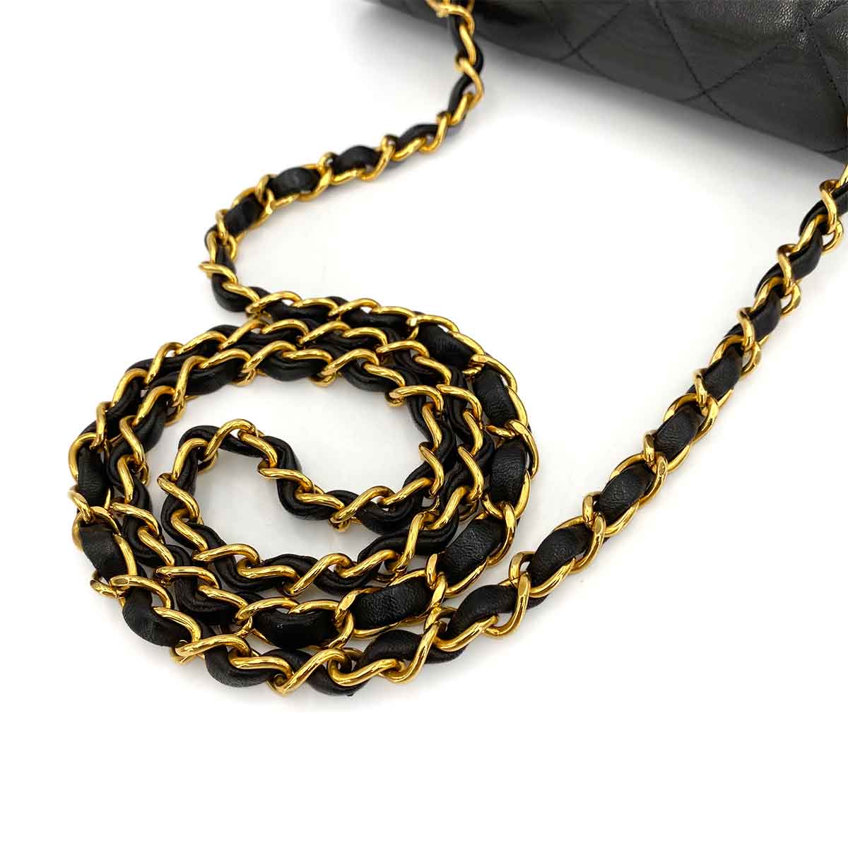 CHANEL VINTAGE DIANA SMALL CHAIN SHOULDER BAG BLACK LAMB SKIN 90241781