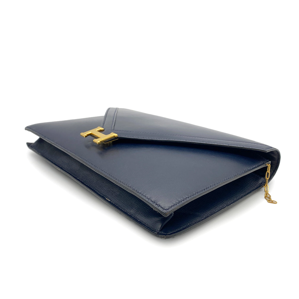 HERMES LYDIE CLUTCH SHOULDER BAG BLUE INDIGO BOX CALF 〇H GHW 90242672