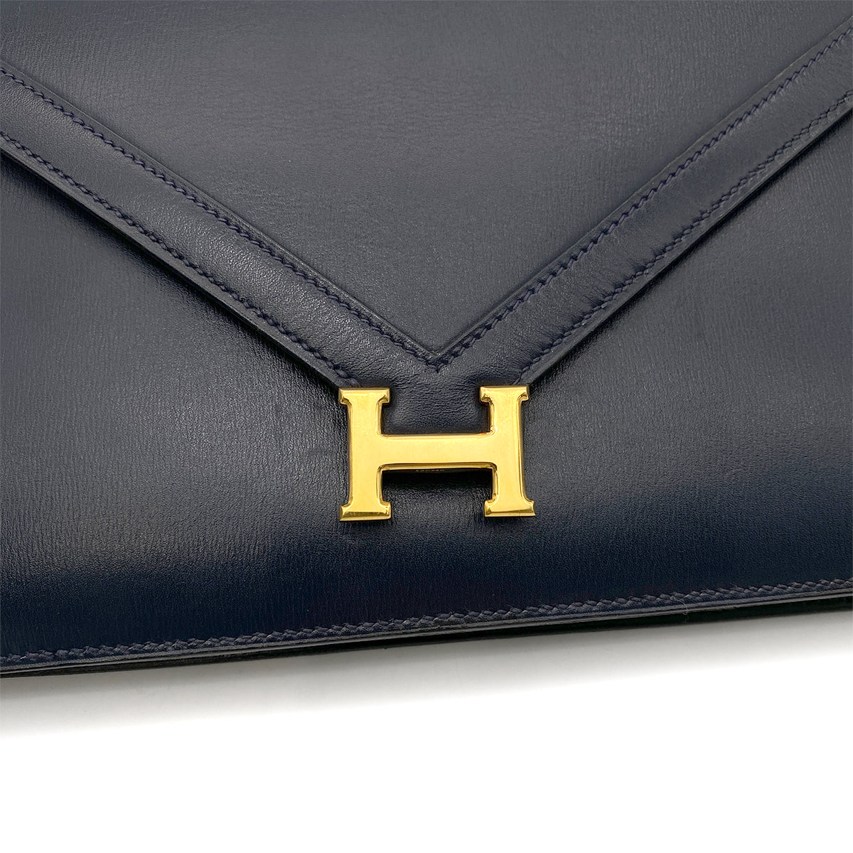 HERMES LYDIE CLUTCH SHOULDER BAG BLUE INDIGO BOX CALF 〇H GHW 90242672