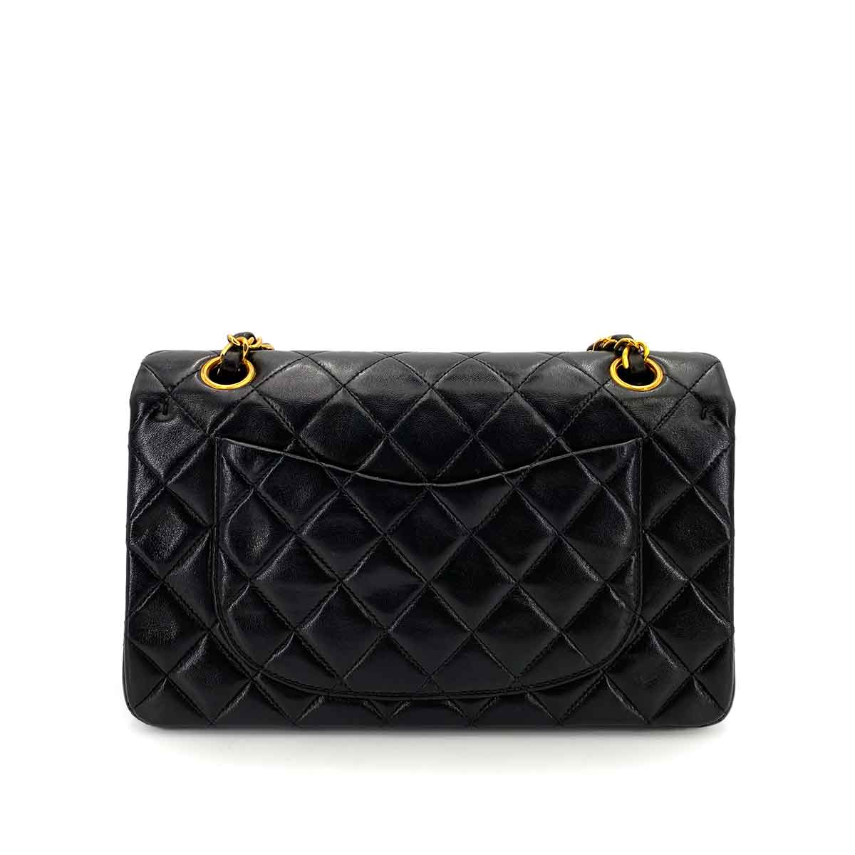 CHANEL VINTAGE CLASSIC FLAP SMALL CHAIN SHOULDER BAG BLACK LAMB SKIN 90242899