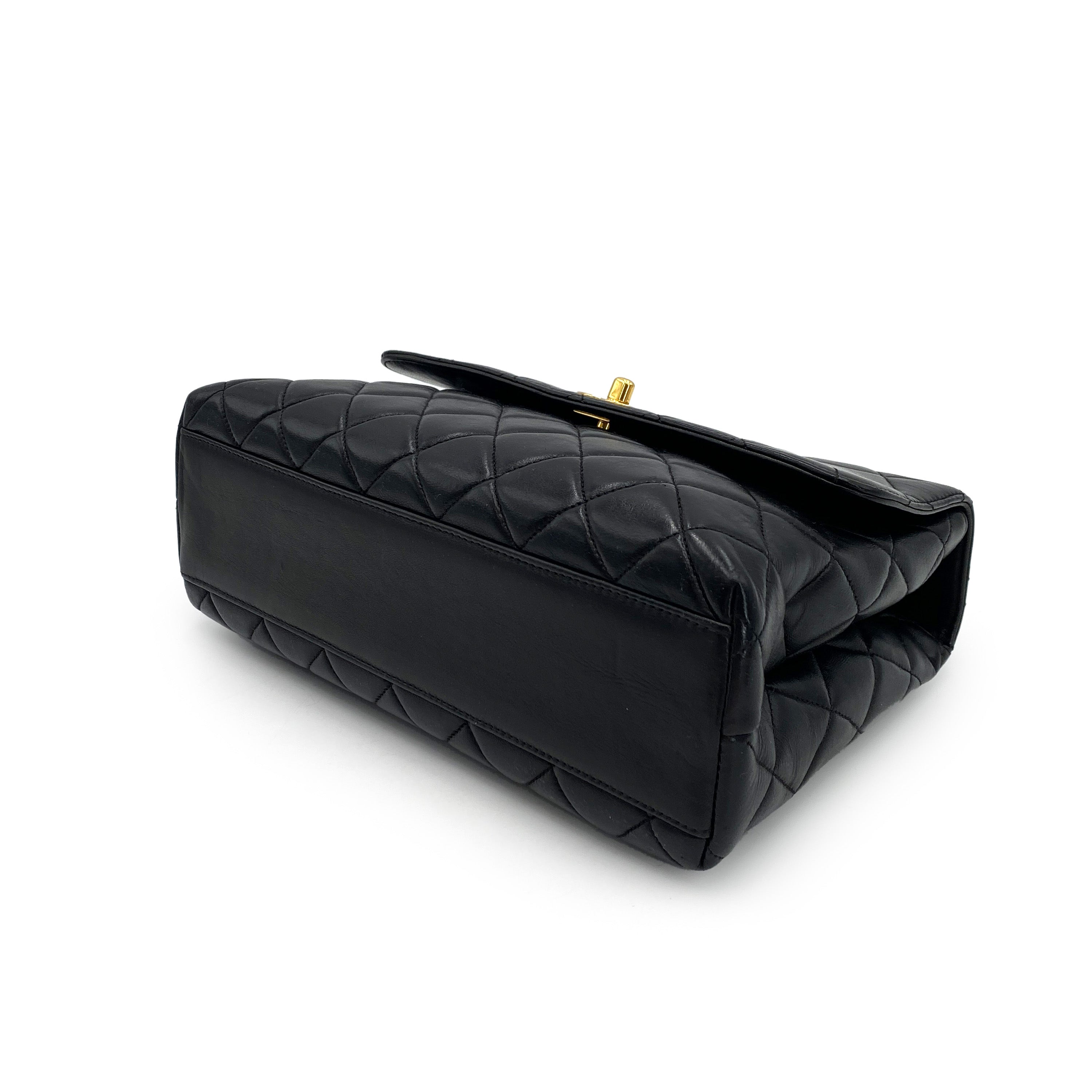 CHANEL VINTAGE MATELASSE HAND BAG BLACK LAMB SKIN 90242984