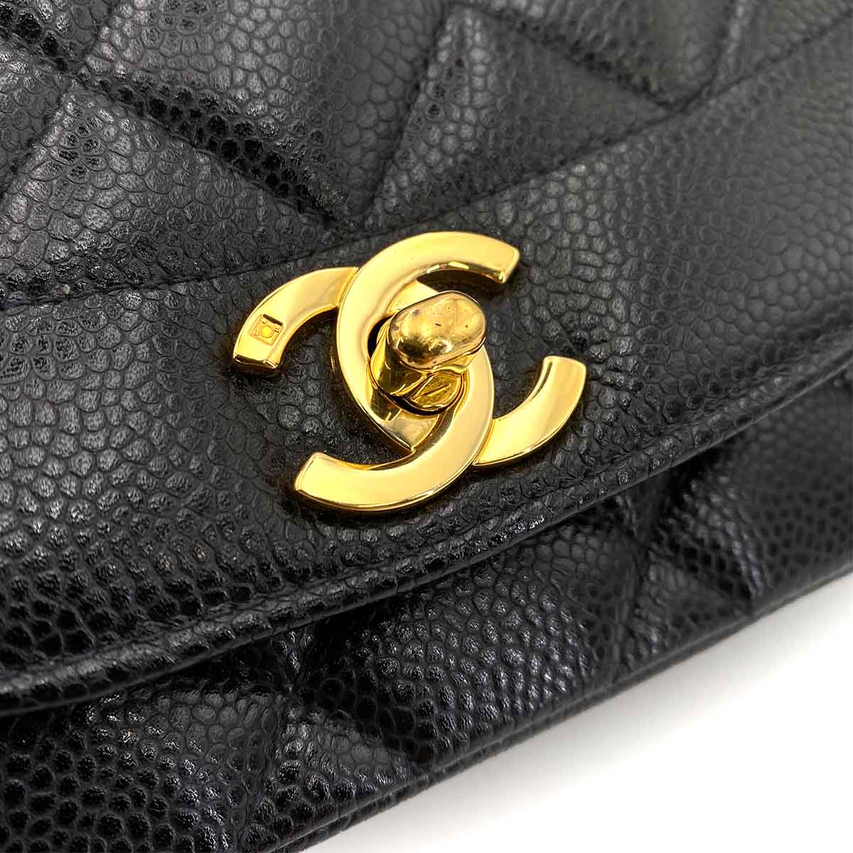 CHANEL VINTAGE DIANA MEDIUM CHAIN SHOULDER BAG BLACK LAMB SKIN  90245042