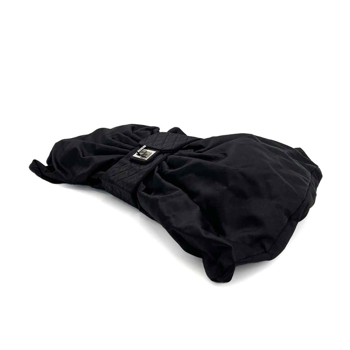 CHANEL VINTAGE  RIBBON CHAIN SHOULDER BAG BLACK NYLON SHW 90245043