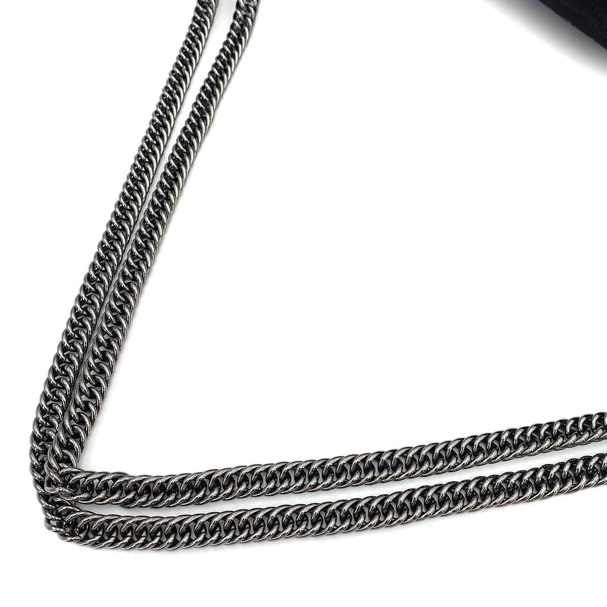 CHANEL VINTAGE  RIBBON CHAIN SHOULDER BAG BLACK NYLON SHW 90245043