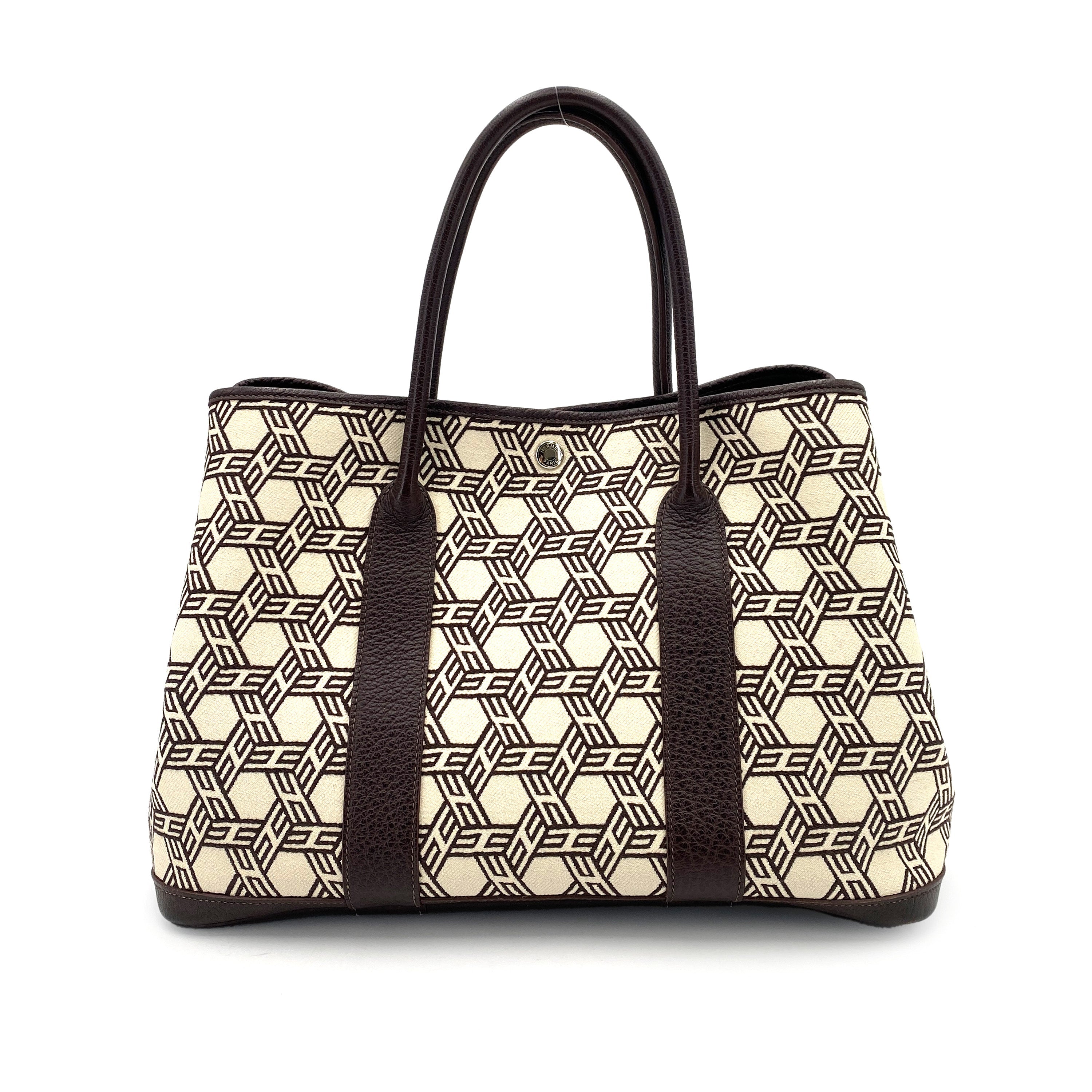 HERMES GARDEN PARTY 36 PM DARK BROWN TOILE SO H TOTE BAG □K 90245540