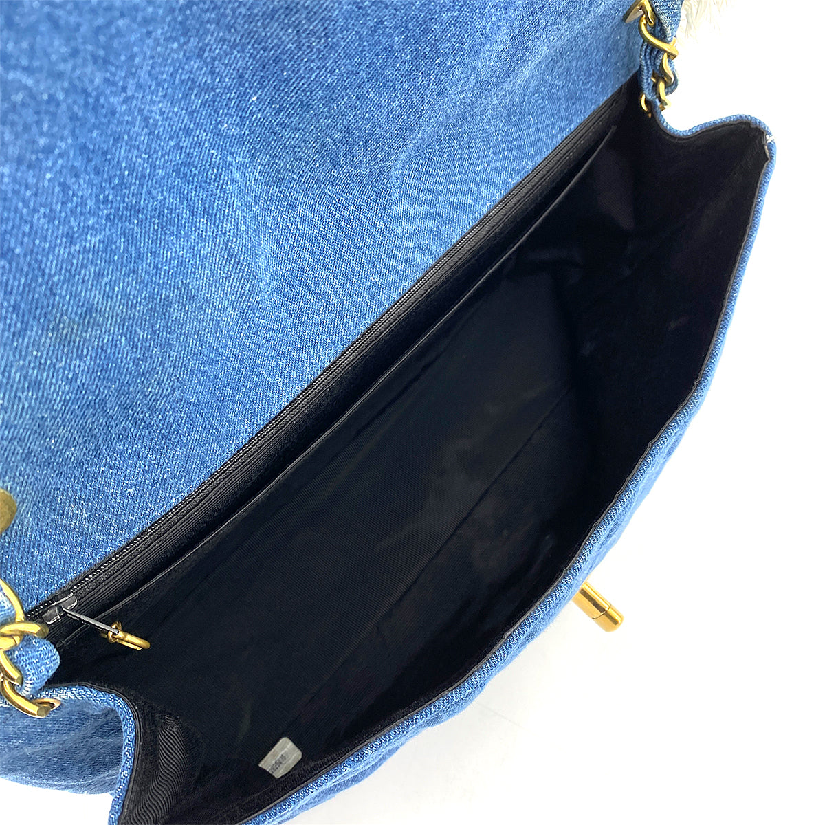 CHANEL VINTAGE MAXI MATELASSE 34 CHAIN SHOULDER BAG BLUE DENIM 90245553