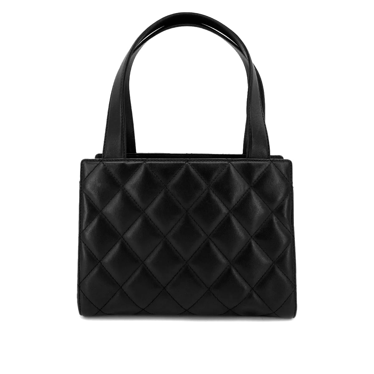CHANEL VINTAGE MATELASSE HAND BAG BLACK LAMB SKIN 90246921