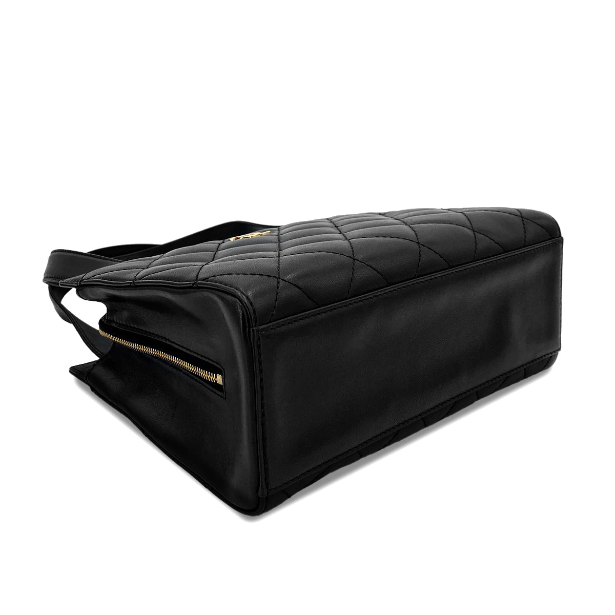 CHANEL VINTAGE MATELASSE HAND BAG BLACK LAMB SKIN 90246921