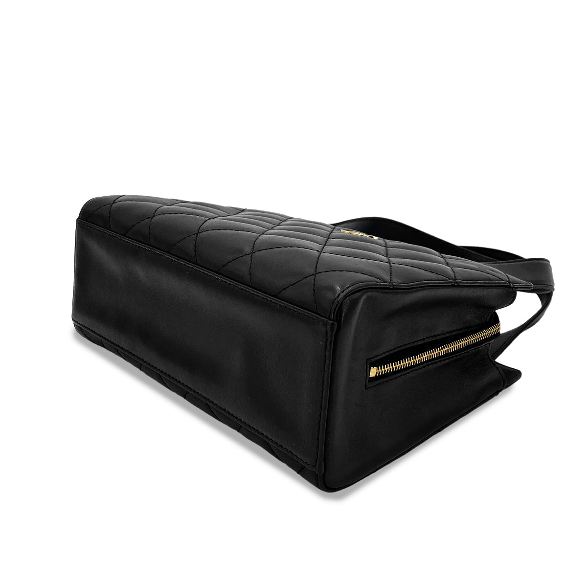 CHANEL VINTAGE MATELASSE HAND BAG BLACK LAMB SKIN 90246921