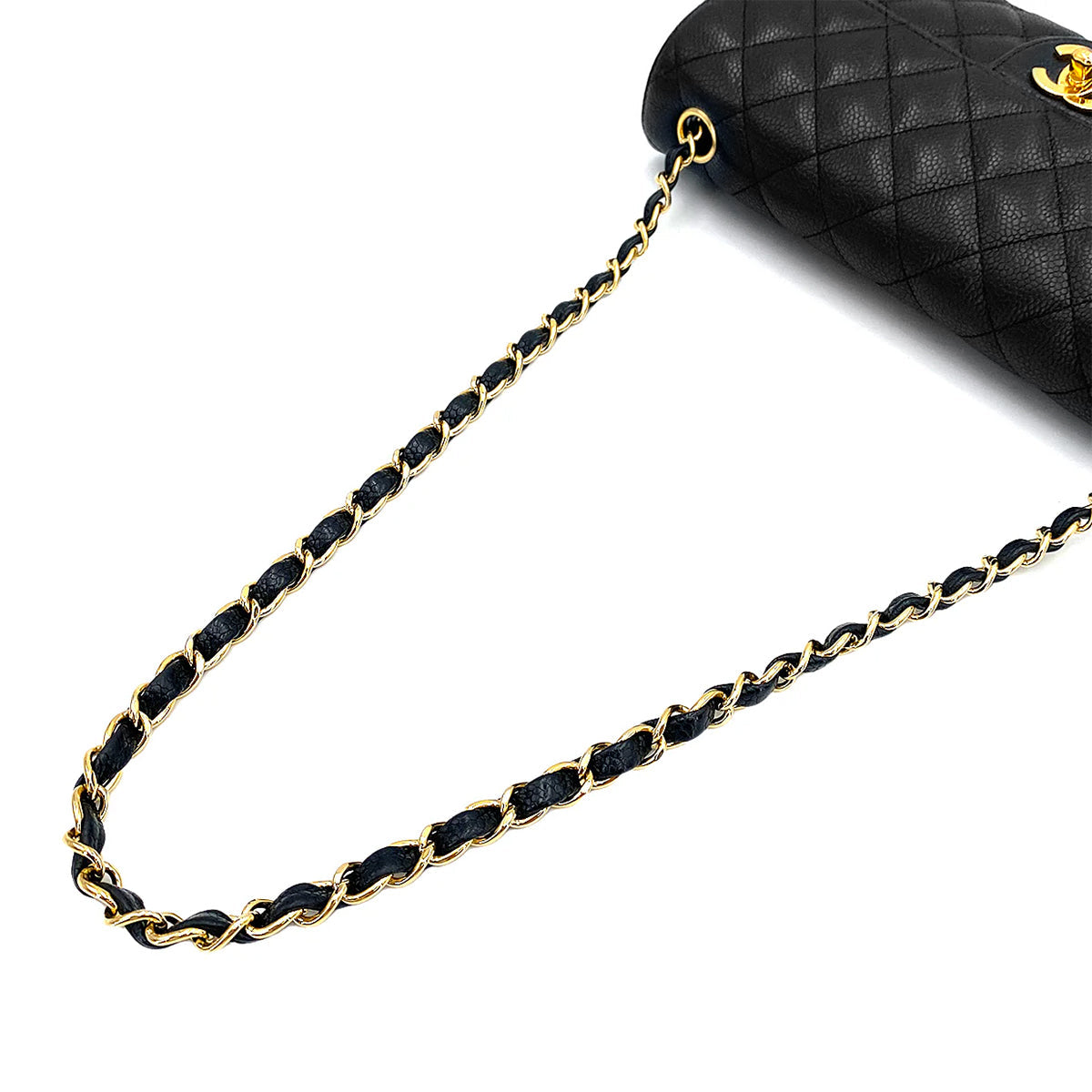 CHANEL VINTAGE MATELASSE CHAIN SHOULDER BAG BLACK CAVIAR SKIN 90247179