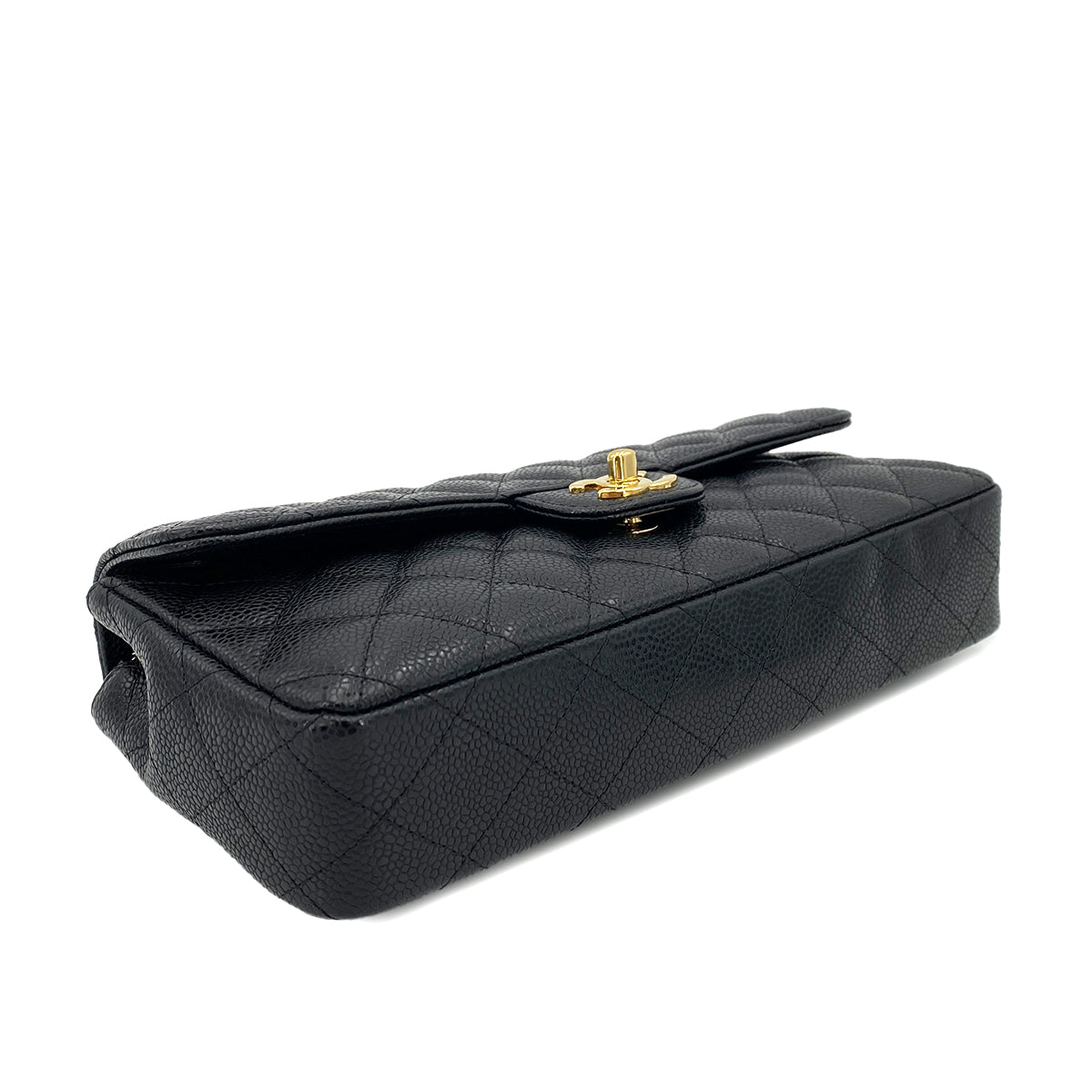 CHANEL VINTAGE MATELASSE CHAIN SHOULDER BAG BLACK CAVIAR SKIN 90248138