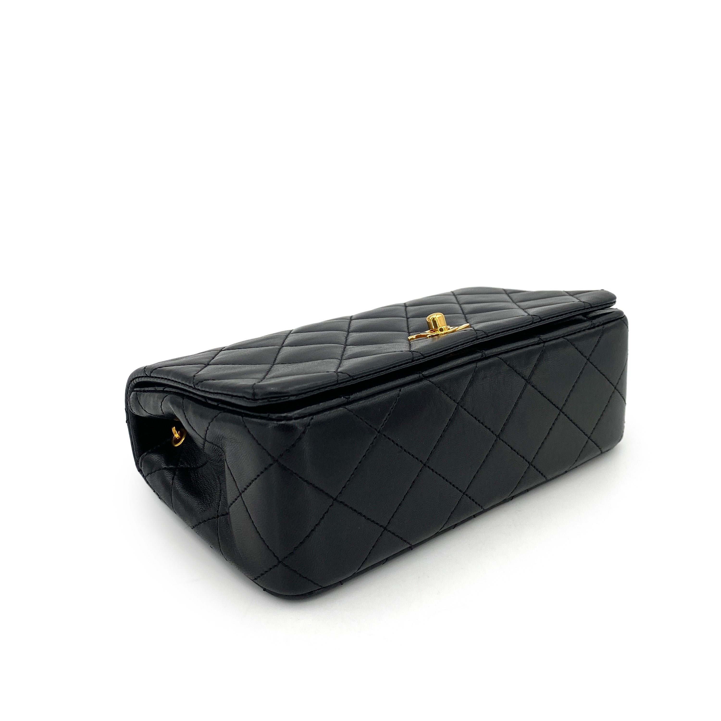 CHANEL VINTAGE MINI FULL FLAP CHAIN SHOULDER BAG BLACK LAMB SKIN 90248140