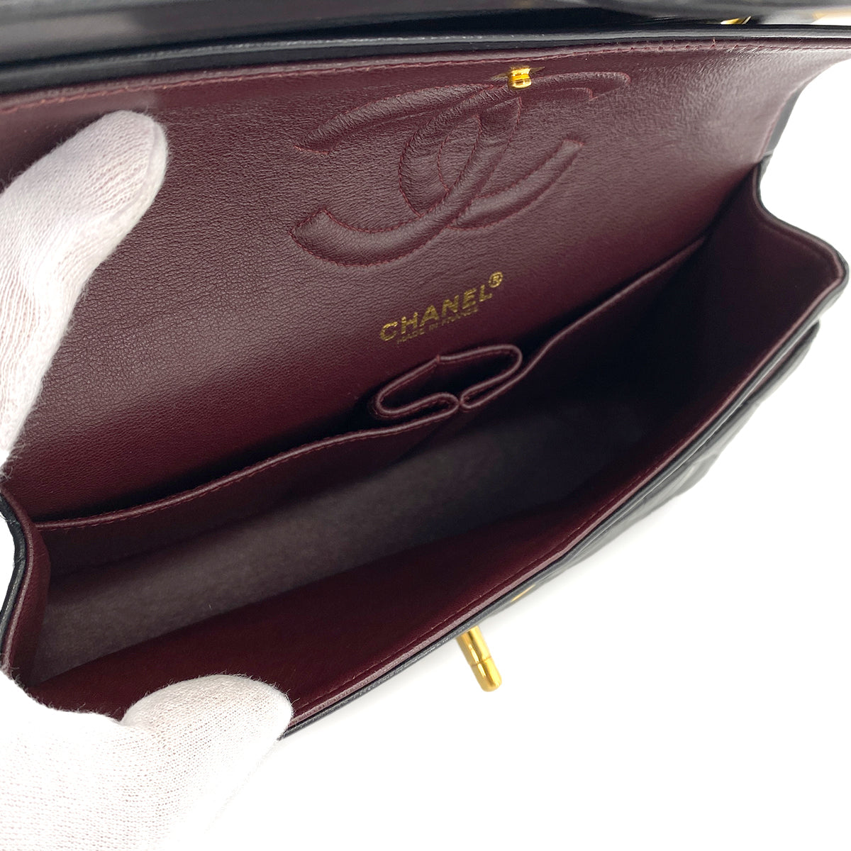 CHANEL VINTAGE CLASSIC FLAP MEDIUM CHAIN SHOULDER BAG BLACK LAMB SKIN 90248355