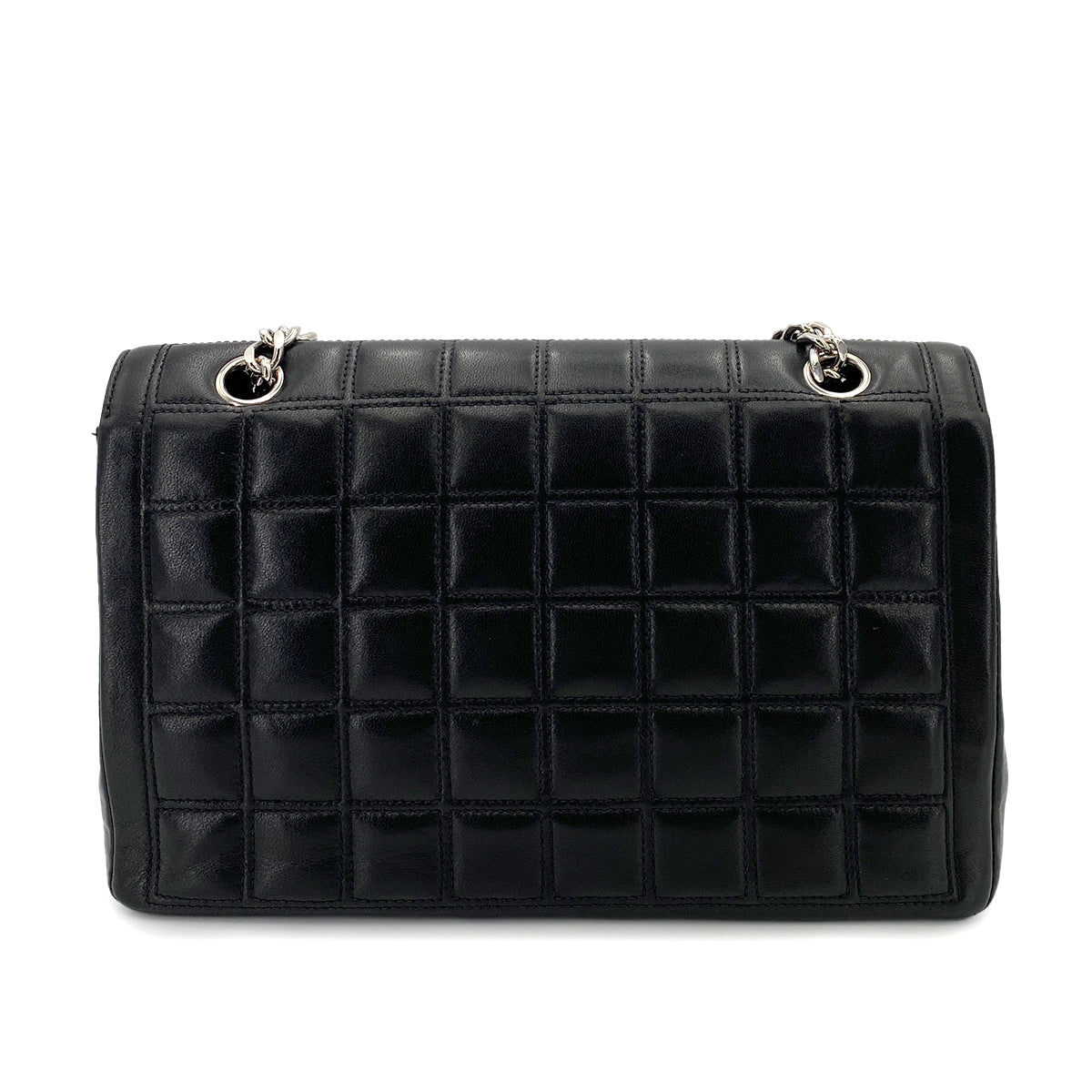 CHANEL VINTAGE 2.55 CHOCOLATE BAR CHAIN SHOULDER BAG BLACK LAMB SKIN 90248358