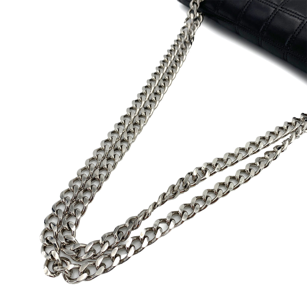 CHANEL VINTAGE 2.55 CHOCOLATE BAR CHAIN SHOULDER BAG BLACK LAMB SKIN 90248358