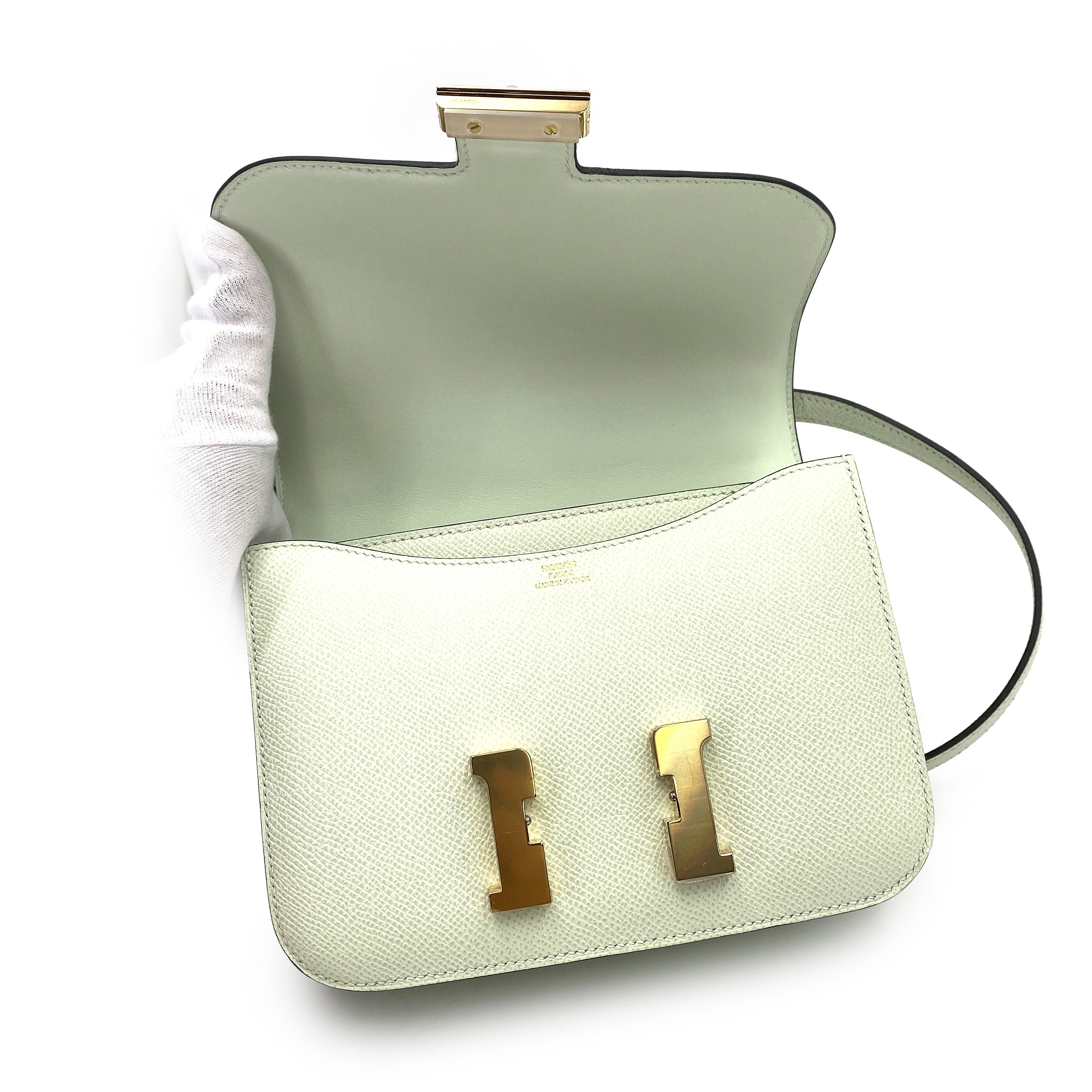 HERMES MINI CONSTANCE 18 VERT FIZZ EPSOM SHOULDER BAG B 90249018
