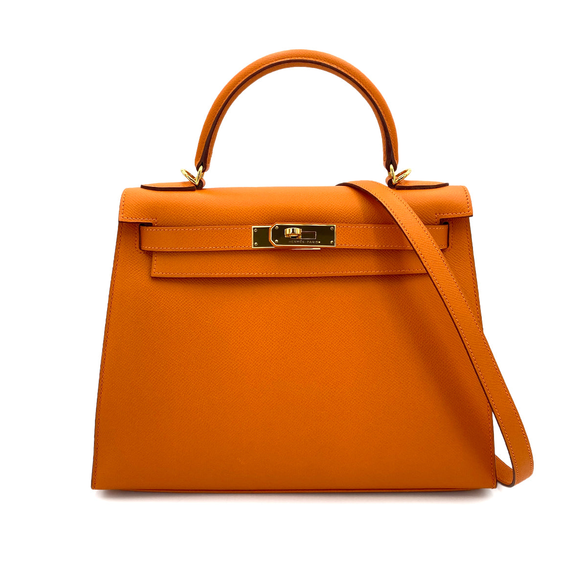 HERMES KELLY 28 SELLIER ORANGE EPSOM GHW #M 90249019