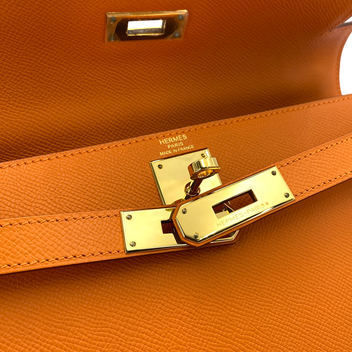 HERMES KELLY 28 SELLIER ORANGE EPSOM GHW #M 90249019