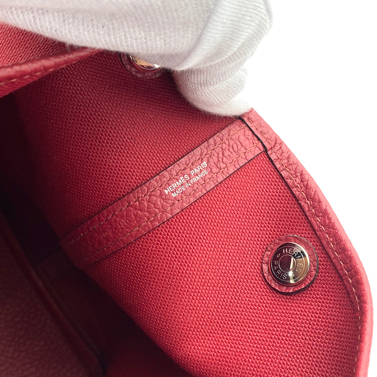 HERMES GARDEN PARTY PM ROUGE GRENAT TOILE H LEATHER TOTE BAG X 90249027