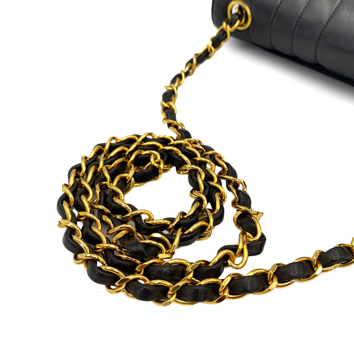 CHANEL VINTAGE MADEMOISELLE CHAIN SHOULDER BAG BLACK LAMB SKIN 90249030